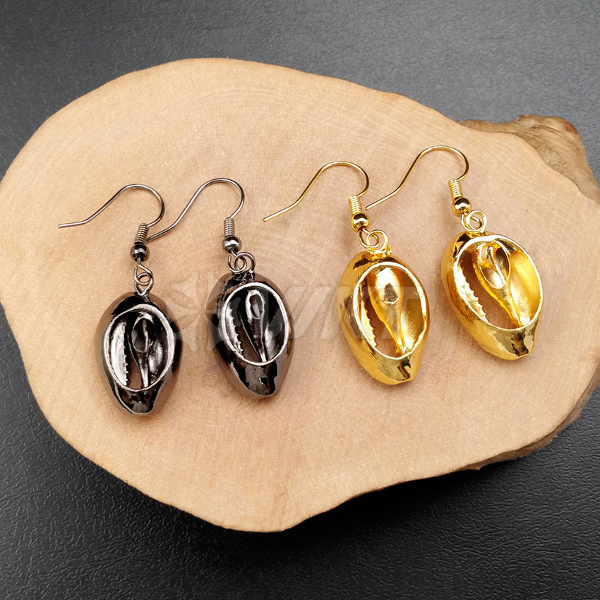WT-E336 Wholesale the Latest Fashion Hot Sale Natural Shell 24k Real Gold/gun Black /rose Gold/ Silver Earring for Gift