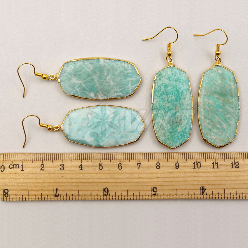 WT-E350 Wholesale New Arrival High Quality Earrings Natural Water Wave Texture Amazonite Earring Generous for Woman Making