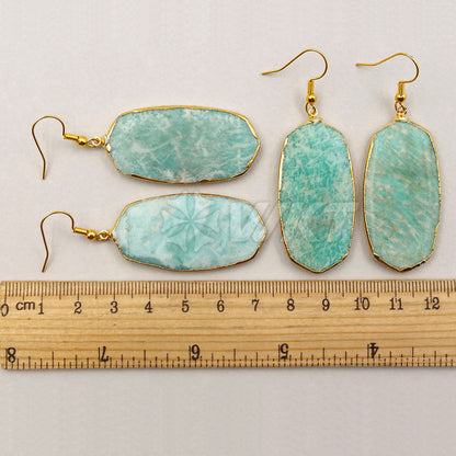 WT-E350 Wholesale New Arrival High Quality Earrings Natural Water Wave Texture Amazonite Earring Generous for Woman Making