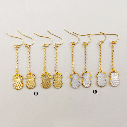 WT-E374 WKT Wholesale New Hot Sale Pineapple Shell Earrings Elegant Shell Dangle Charm Earrings with 18k Real Gold Plated