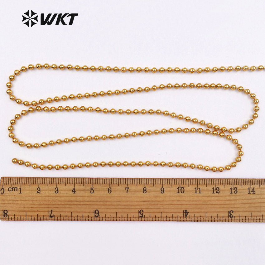 WT-RBC034 Wholesale Fashion High Quality 24K Metal Electroplated Brass Link Chain With Bead Brass Chain for Women Jewelry Supply