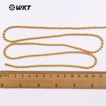 WT-RBC034 Wholesale Fashion High Quality 24K Metal Electroplated Brass Link Chain With Bead Brass Chain for Women Jewelry Supply