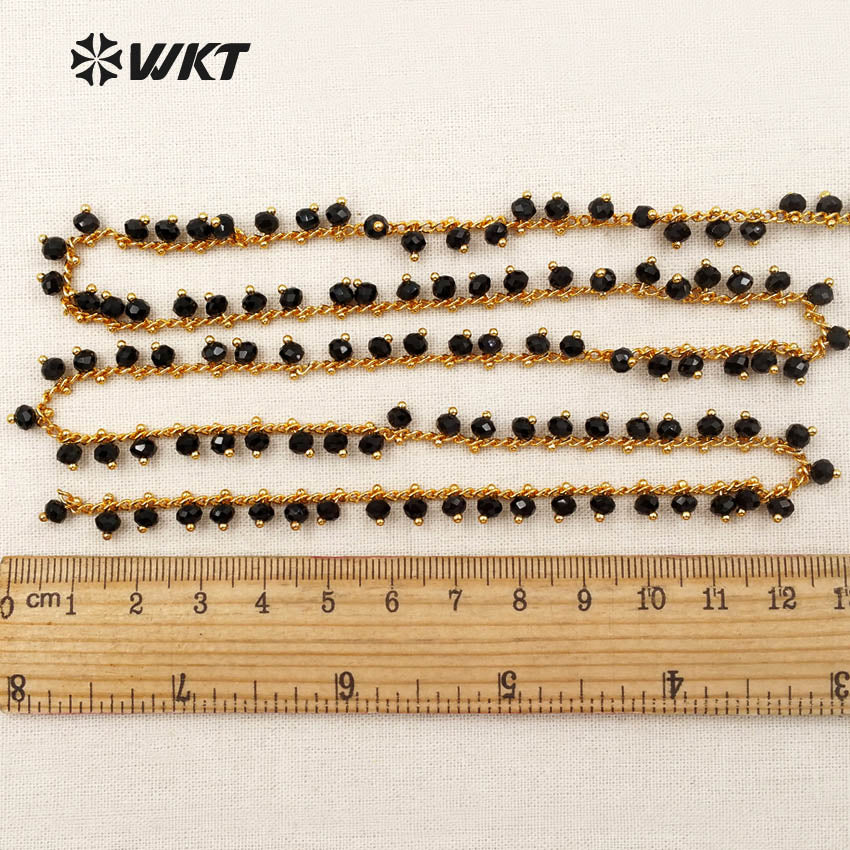 WT-RBC035 Noble High Quality Rosary Beads Chain Necklaces Plated With Black Crystal Beads Chain Bracelets a Lot/5meters