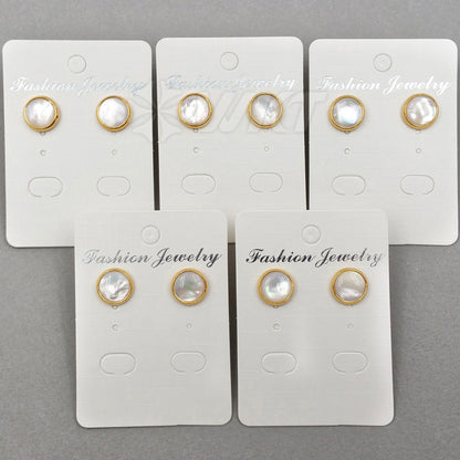 WT-E334 Wholesale High Quality Hot Sale Natural Shell Circle Earring With 24k Real Gold Plated for Women Jewelry