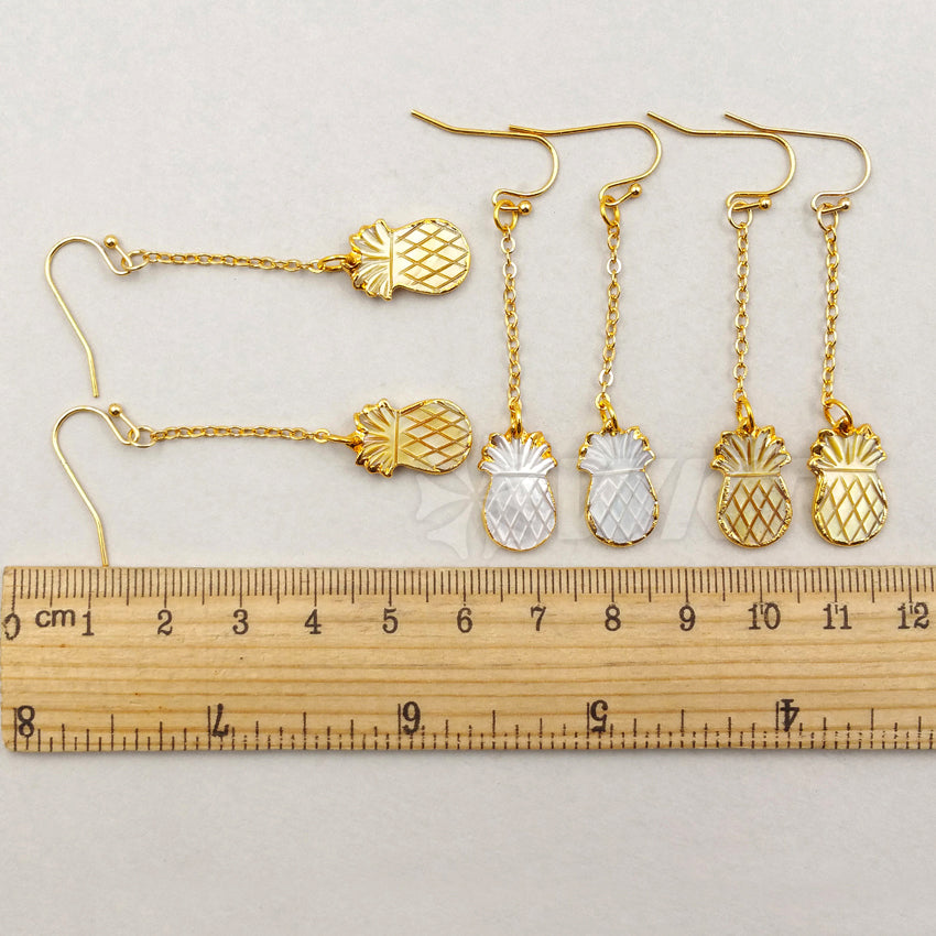 WT-E374 WKT Wholesale New Hot Sale Pineapple Shell Earrings Elegant Shell Dangle Charm Earrings with 18k Real Gold Plated
