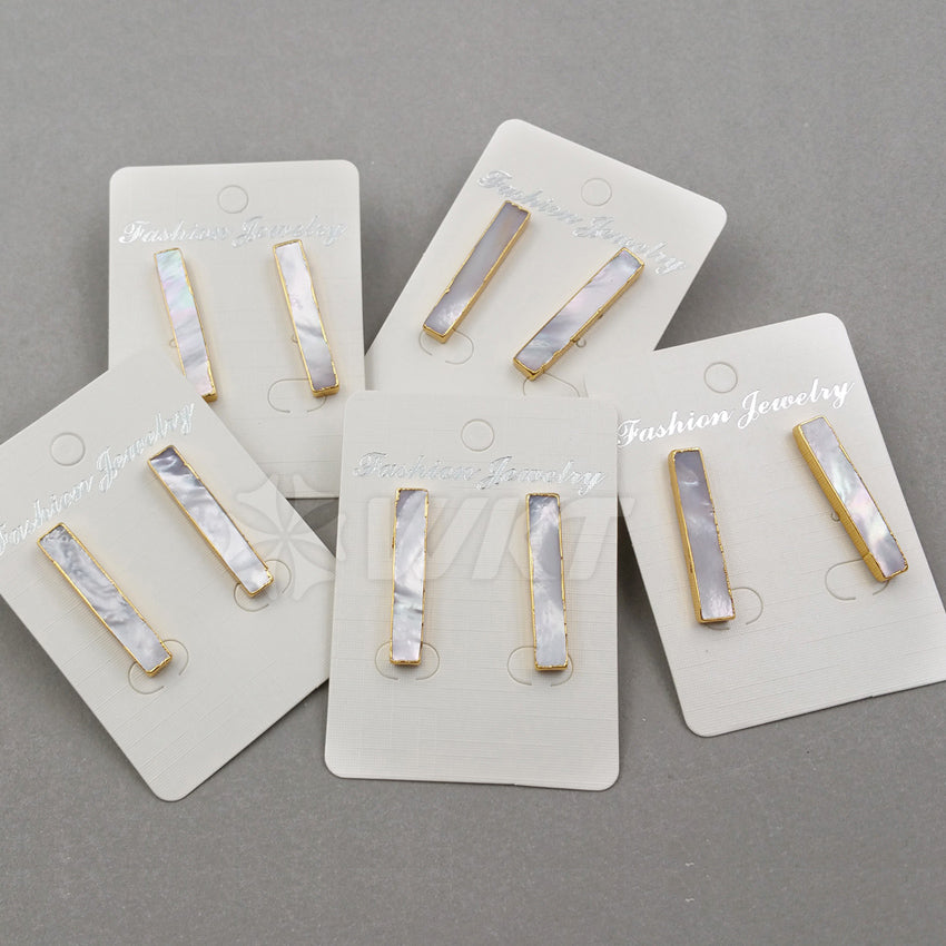 WT-E333 Wholesale High Quality Hot Sale Natural Shell Rectangle Bar Earring With 24k Real Gold Plated for Women Jewelry