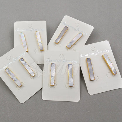 WT-E333 Wholesale High Quality Hot Sale Natural Shell Rectangle Bar Earring With 24k Real Gold Plated for Women Jewelry