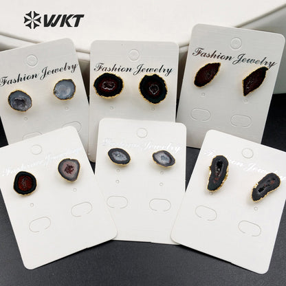 WT-E330 Wholesale Fashion Special Design Generous Natural Stone Earring With 24k Real Gold Plated for Women