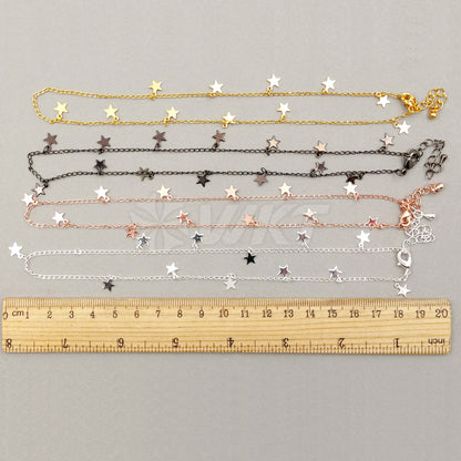 WT-N978 Wholesale Fashion Hot Young Girl High Quality Necklace24K Real Gold /gun Black / Rose Gold /silver Little Star Necklace