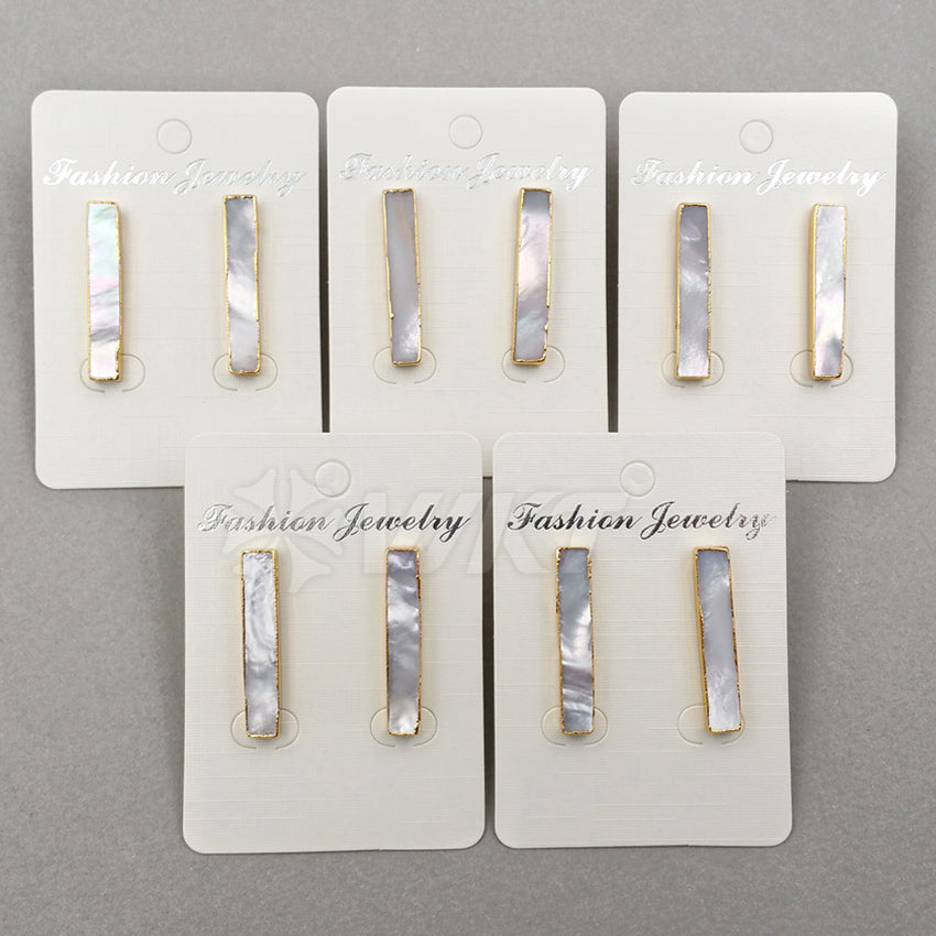 WT-E333 Wholesale High Quality Hot Sale Natural Shell Rectangle Bar Earring With 24k Real Gold Plated for Women Jewelry