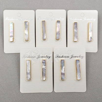 WT-E333 Wholesale High Quality Hot Sale Natural Shell Rectangle Bar Earring With 24k Real Gold Plated for Women Jewelry