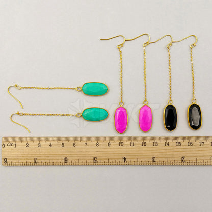 WT-E329 Wholesale Fashion Generous Pure Color Natural Jade Earring With 24k Real Gold Plated for Women