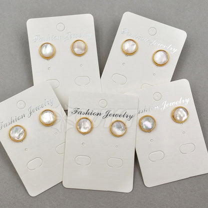 WT-E334 Wholesale High Quality Hot Sale Natural Shell Circle Earring With 24k Real Gold Plated for Women Jewelry