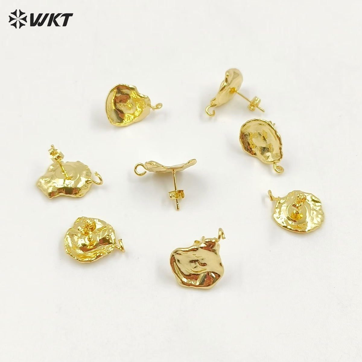 WT-JF299 New Fashion Wholesale Irregular Shape Jewelry with Full Gold Dipped Freshwater Pearl Elegant Earring Jewelry Findings