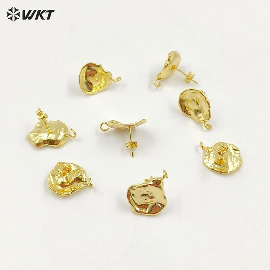 WT-JF299 New Fashion Wholesale Irregular Shape Jewelry with Full Gold Dipped Freshwater Pearl Elegant Earring Jewelry Findings