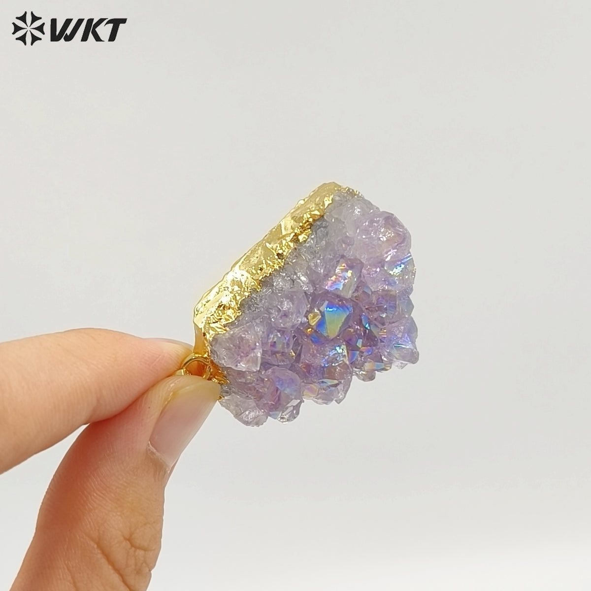 WT-P972 Exclusive Flame Angel Amethyst Pendant Angel Stone,natural Amethyst Pendant with Flame Angel Charm Amethyst Wholesale