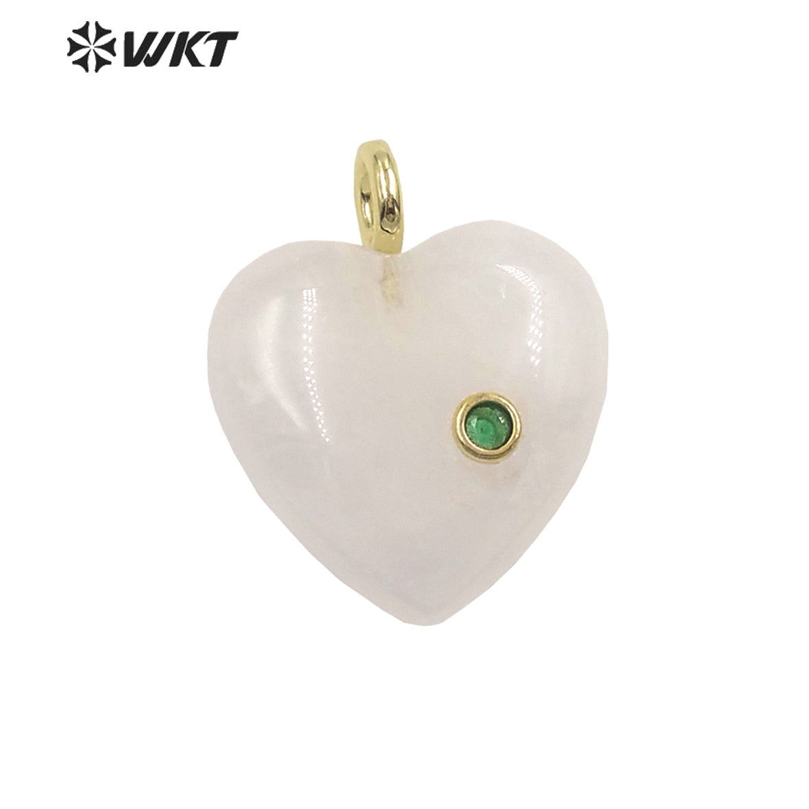 WT-P2028 Factory Wholesale Romantic Style Natural Gemstones And Zircon Heart Shape Pendants For Earrings Design Charms