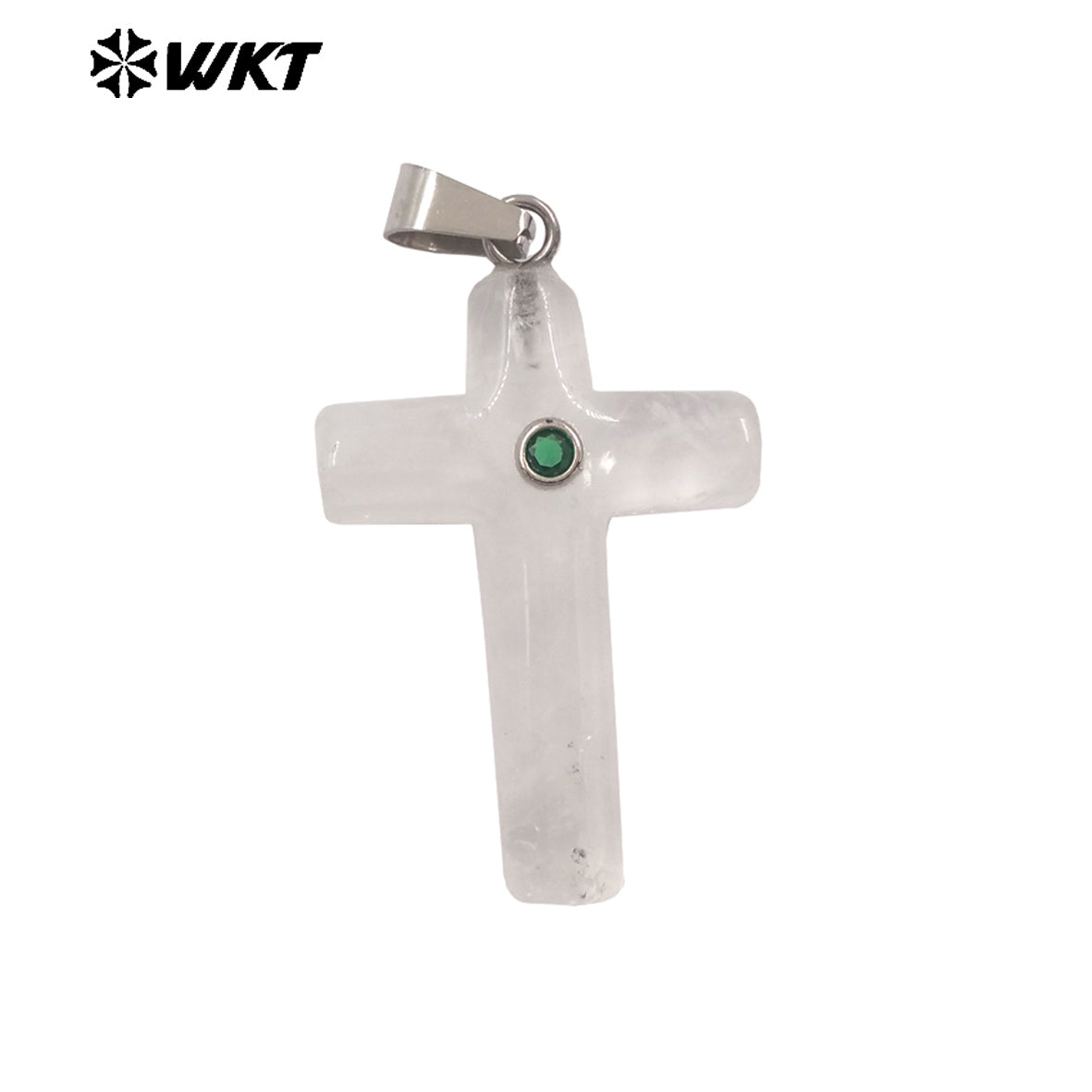 WT-P2070 Religious Style Silver Plated Zircon And Multi Natural Gemstones Cross Pendants As Boy Girl Handmade Jewelry Making