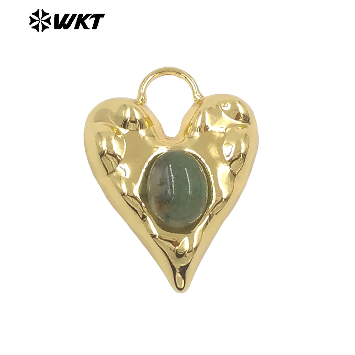 WT-P2132 Exquisite Unique 18K Gold Plated Natural Gemstones Heart Shape Little Charms Pendants For Women Jewelry Decorative