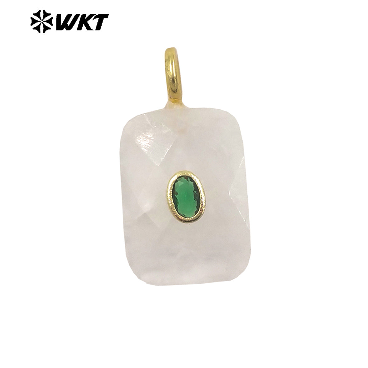 WT-P2107 High Quality Colorful Zircon And Natural Gemstone Faceted Rectangle Pendants As Women Simple Jewelry Accessories