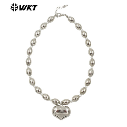 WT-JFN16 Amazing 18K Real Gold Plated Nontarnishable Yellow Brass Hand Strand Beads Bullet Ball Shape Metal Necklace