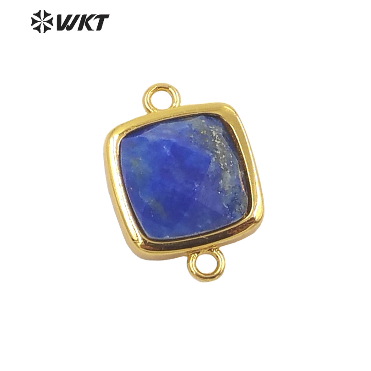 WT-C305 Wholesale Fashion Gold Bezel Double Loops Small square Stone Connectors for Jewelry DIY Design Findings
