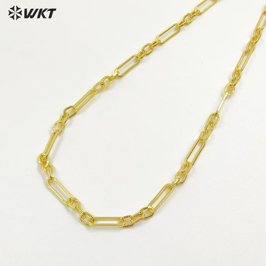 WT-BC242 High Quality Wholesale Rectangle Shape Long Metal Yellow Brass Chain With Gold Electroplated Jewelry DIY Accessories