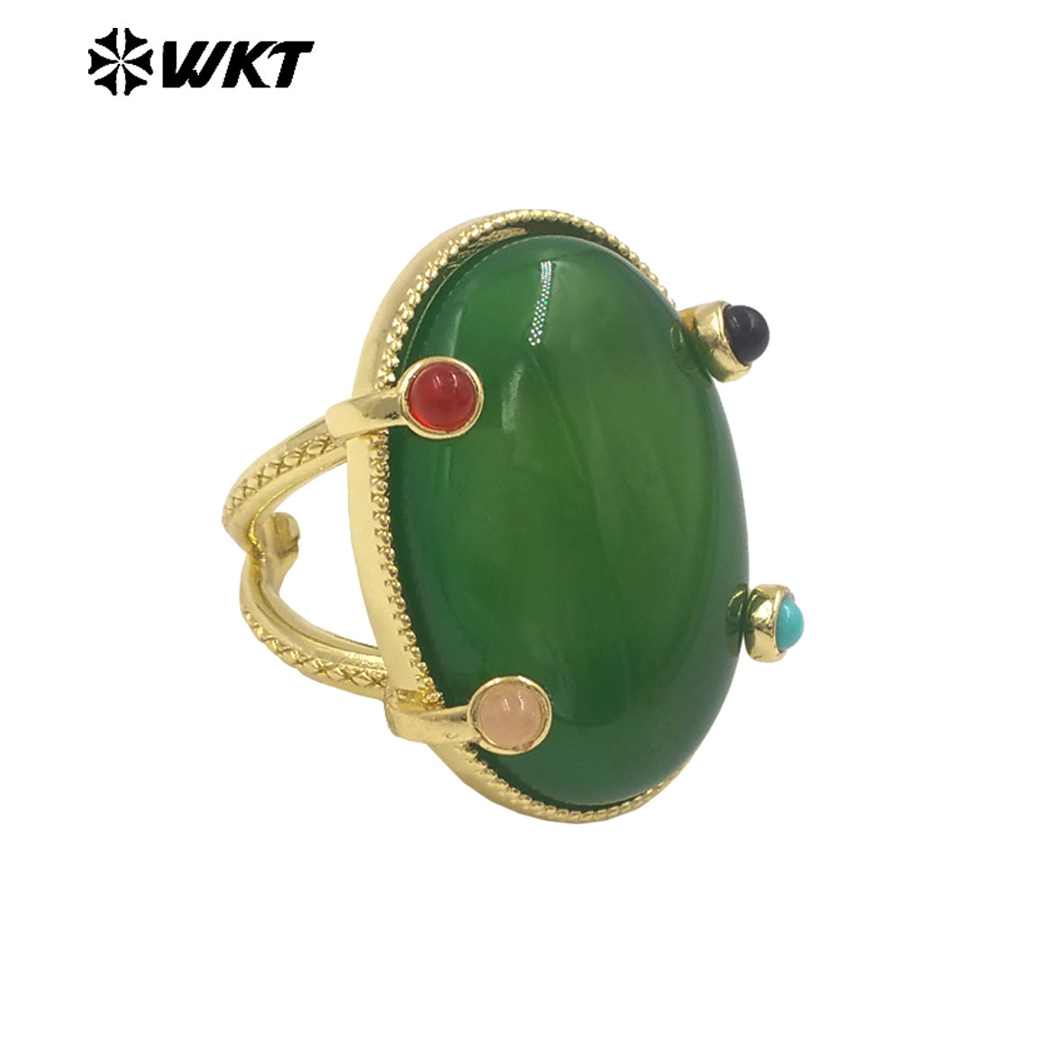 WT-R585 Newest Style Gold Plated Natural Gemstones With Little Stone Adjustable Rings For Women New Year Jewelry Gifts