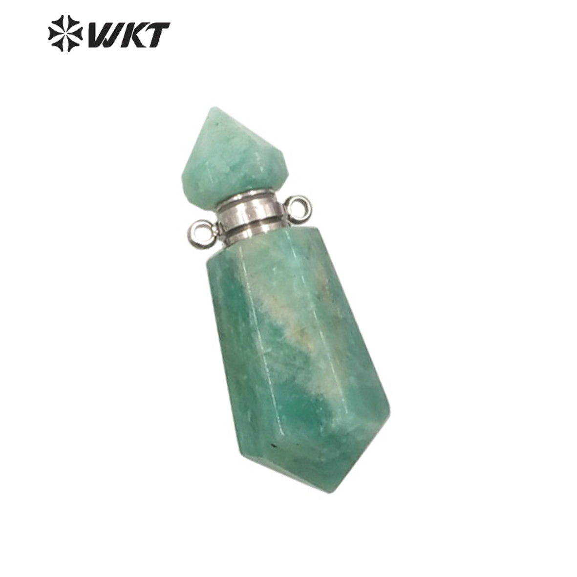 WT-P1638 Amazing Gold Natural Double Point Spirit Quartz Perfume Bottle Stone Pendant High Quality Jewelry Bottle Pendants