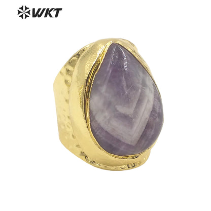 WT-R414 Beautiful Multicolor Waterdrop Gemstone Ring 18k Gold Plated High Quality As Women Gift Rings Natural Gemstone Rings