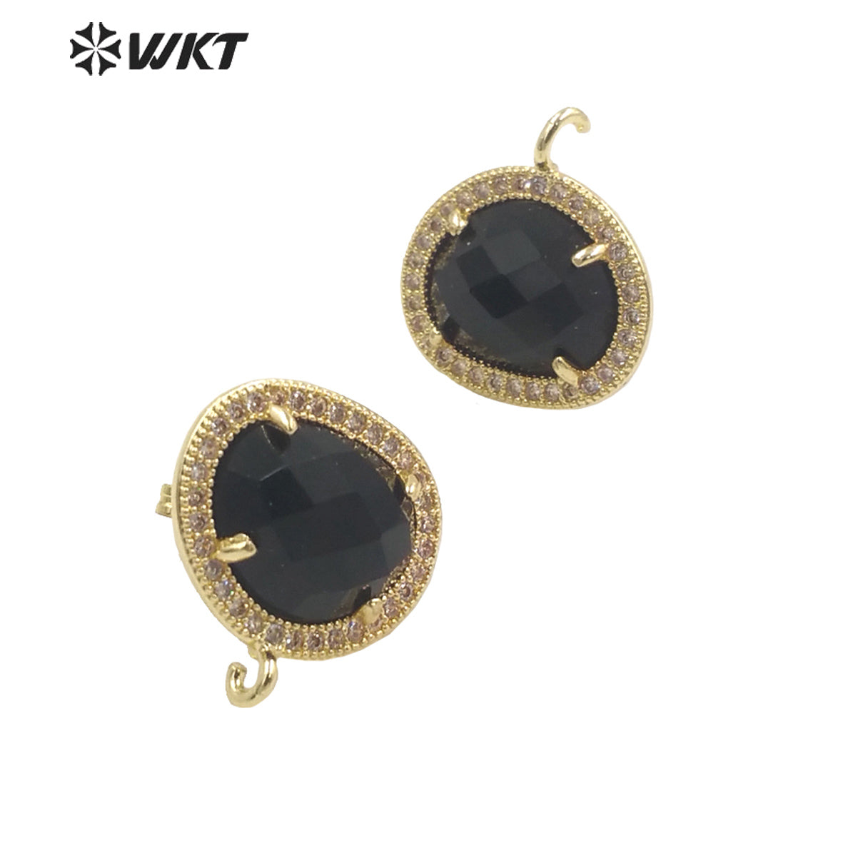JFE80 Wholesale Fashion Gold Bezel 18k Electroplated Natural Stone Earring Studs Women Beautiful Precious Stone Earring Findings