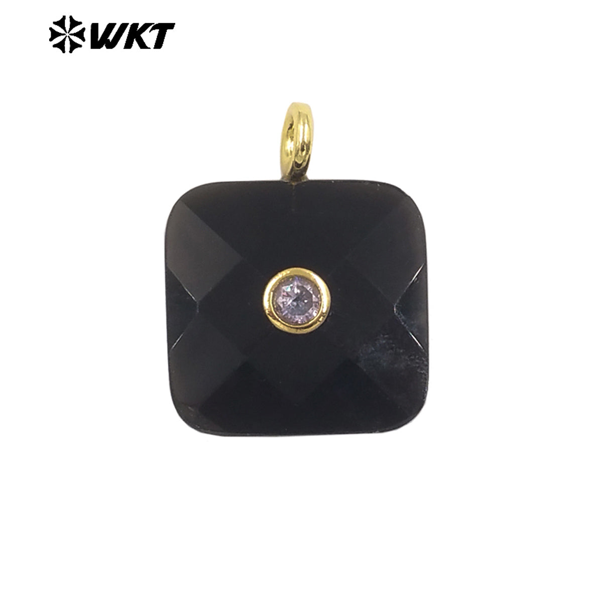 WT-P2089 Factory Wholesale Colorful Zircon And Natural Gemstone Square Gold Pendant For Handmade Jewelry Design Findings