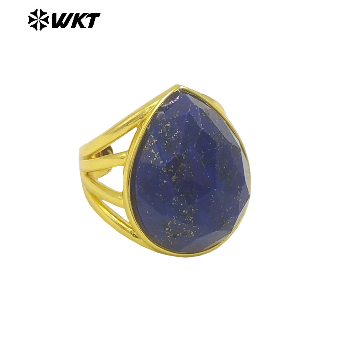 WT-R425 Wholesale Fashion Gold Bezel Natural Teardrop Stone Ring Amazing Gorgeous 18k Resist Tarnishable Lapis Drop Ring