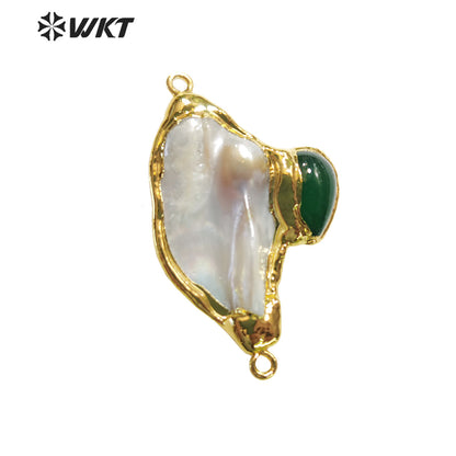 WT-PC001 Gorgeous Double Loops Natural Freshwater Pearl Jewelry Finding Connectors for Bracelets DIY Beads