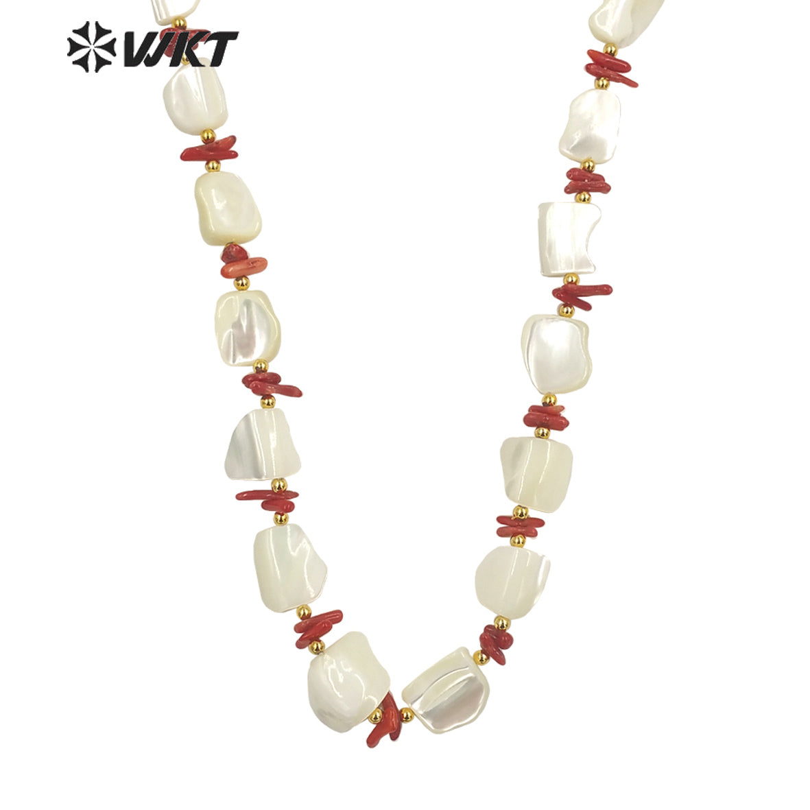 WT-JN228 Vintage Style Summer Boho White Shell Space Beads Necklace Women Handmade Strand Shell Necklace for Girl Friend
