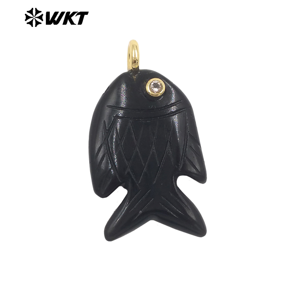 WT-P2137 Hot Sale Multi Natural Gemstones Setting In Zircon Gold Fish Shape Pendants As Women Fashion Necklace Accessories