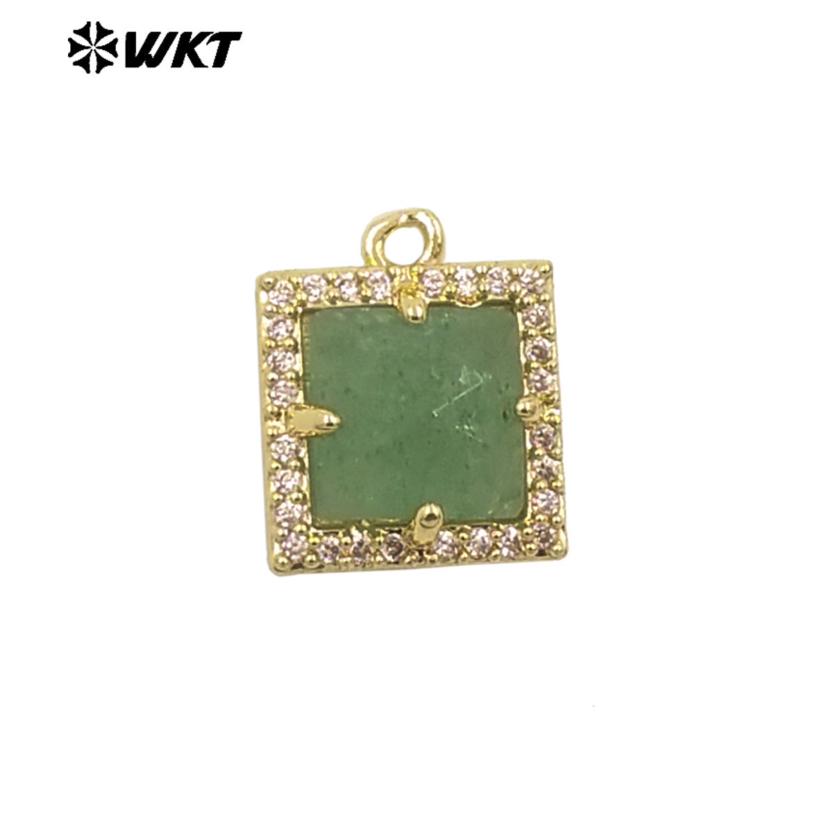 WT-P1994 Wholesale Jewelry Colorful Square Shape Gemstone Tiny Pendant With Zircon Paved Earring Fine Accessory Making