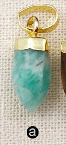 WT-P1307 Natural Amazonite Amethyst! Wholesale Lovely  Natural Gold Silver Plated Electroplate Bullet Point Stone Pendant