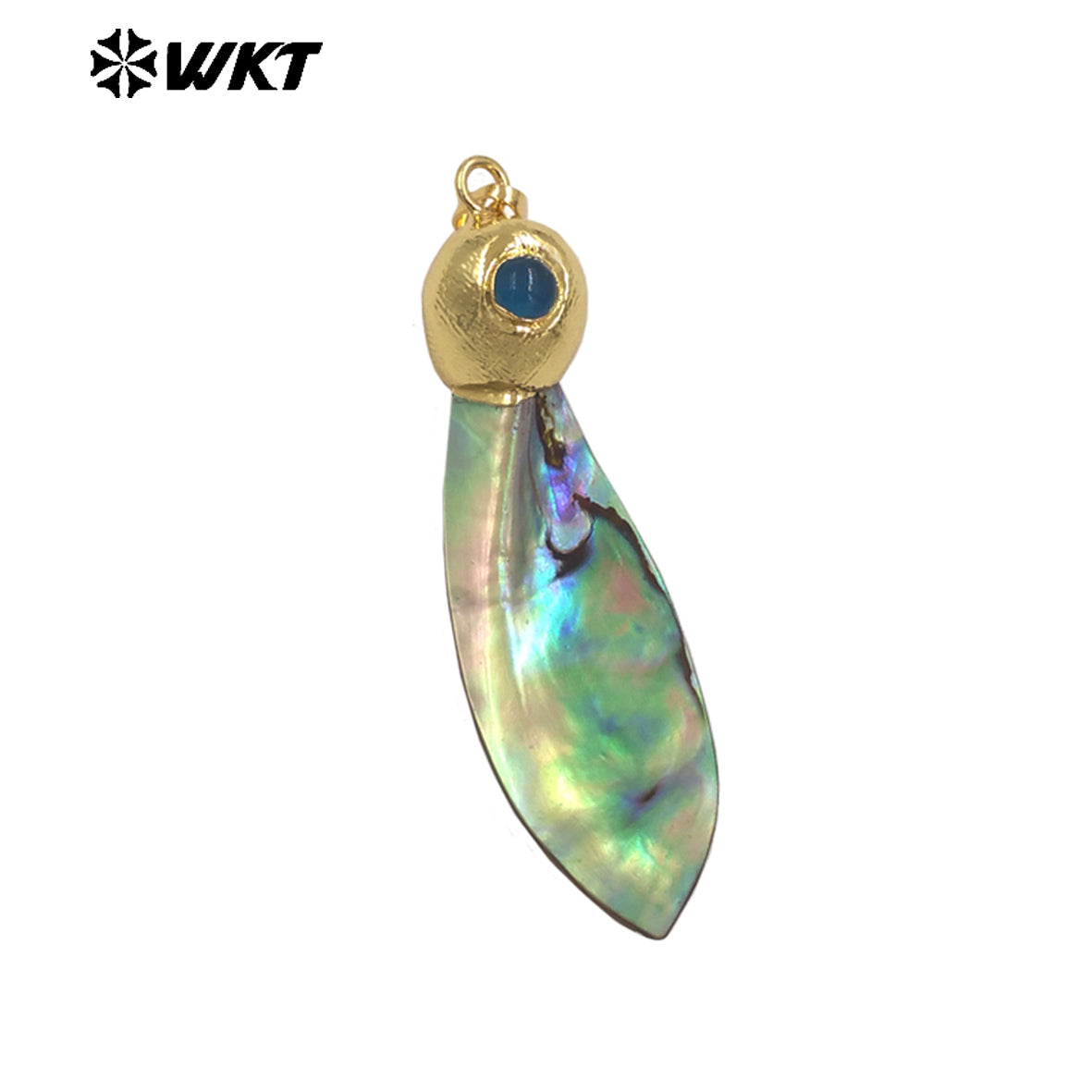 WT-JP447 Wholesale Vintage Design Gold Plated Natural Abalone Shell Sword Shape Little Pendants As Earrings Necklace DIY Finding