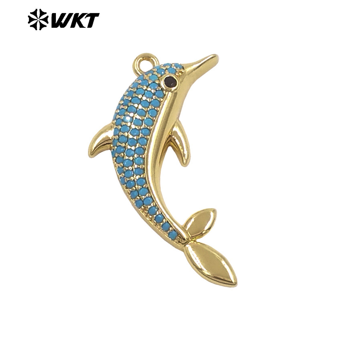WT-MP328 Beautiful Lovely Gold Plated Yellow Brass And Zircon Dolphin Shape Little Pendant As Women Earrings Bracelets Findings
