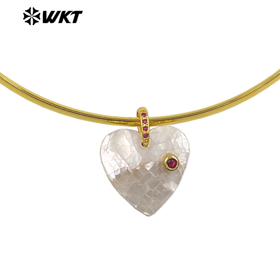 WT-JN387 Minimalism Design White Shell And Zircon Heart Shape Pendant Necklace Choker As Female Party Decorative Jewelry