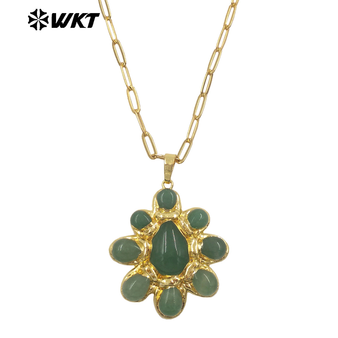 WT-N1528 High Quality Gold Electroplated Amethyst Natural Gemstones Pendants Necklaces For Women Unique Jewelry Present