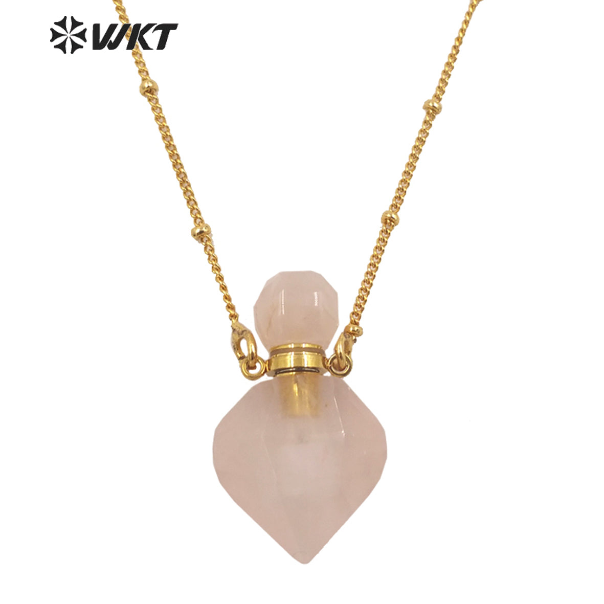 WT-N1358 WKT Hot Style Natural Crystal pink Quartz Amethyst Yellow Citrine Perfume Bottle Necklace Fine Pendent Necklace Women