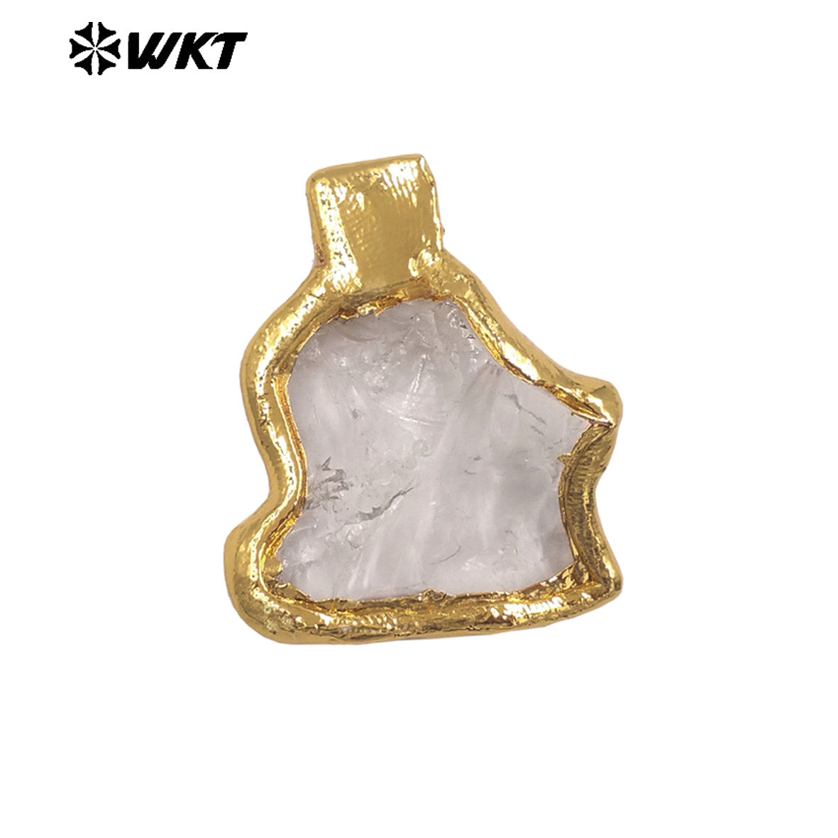 WT-P2035 Delicate Gold Plated Natural Quartz And Turquoise Irregular Little Stone Pendant For DIY Making Friend Gift Jewelry
