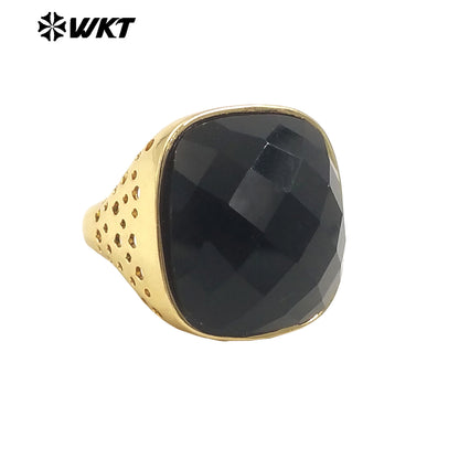 WT-R517 Wholesale Newest Spring Design Colorful Faceted Cat Eye Stone Square Unisex Ring for Party Jewelry