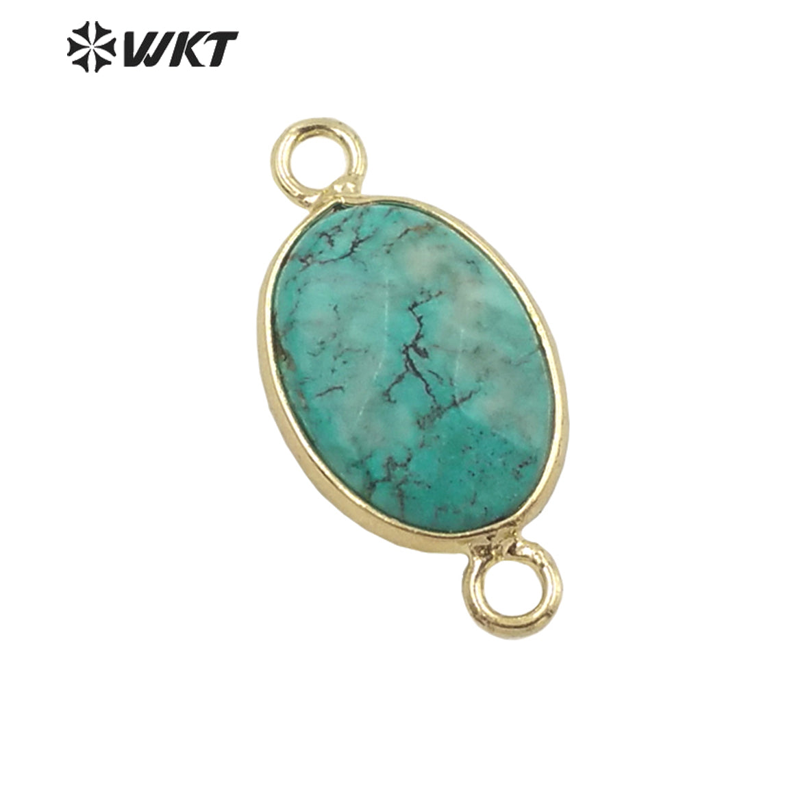 WT-C301 High Quality Gemstone Connectors for Jewelry Bracelet Necklace Double Loops Round Stone Pendant Fashion Beauty for Lady