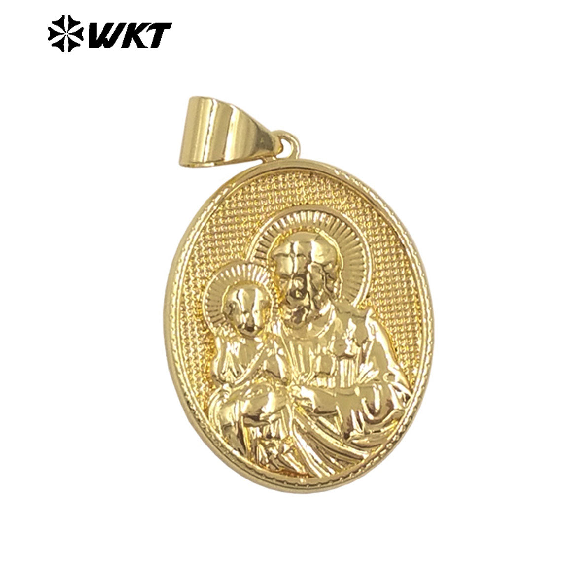 JFE144 18K Gold Plated God Religious Design Pendant Metal Yellow Brass Resist Tarnishable For Jewelry Handmade Wholesale