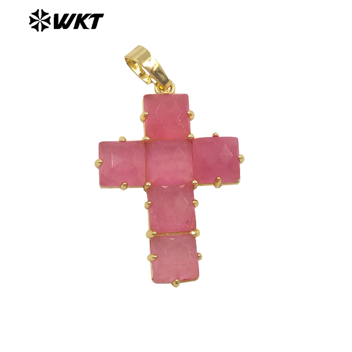 WT-P2113 Wonderful Gold Plated Square Natural Gemstones Splicing Cross Shape Pendants As Friend Handmade Jewelry Gift Findings