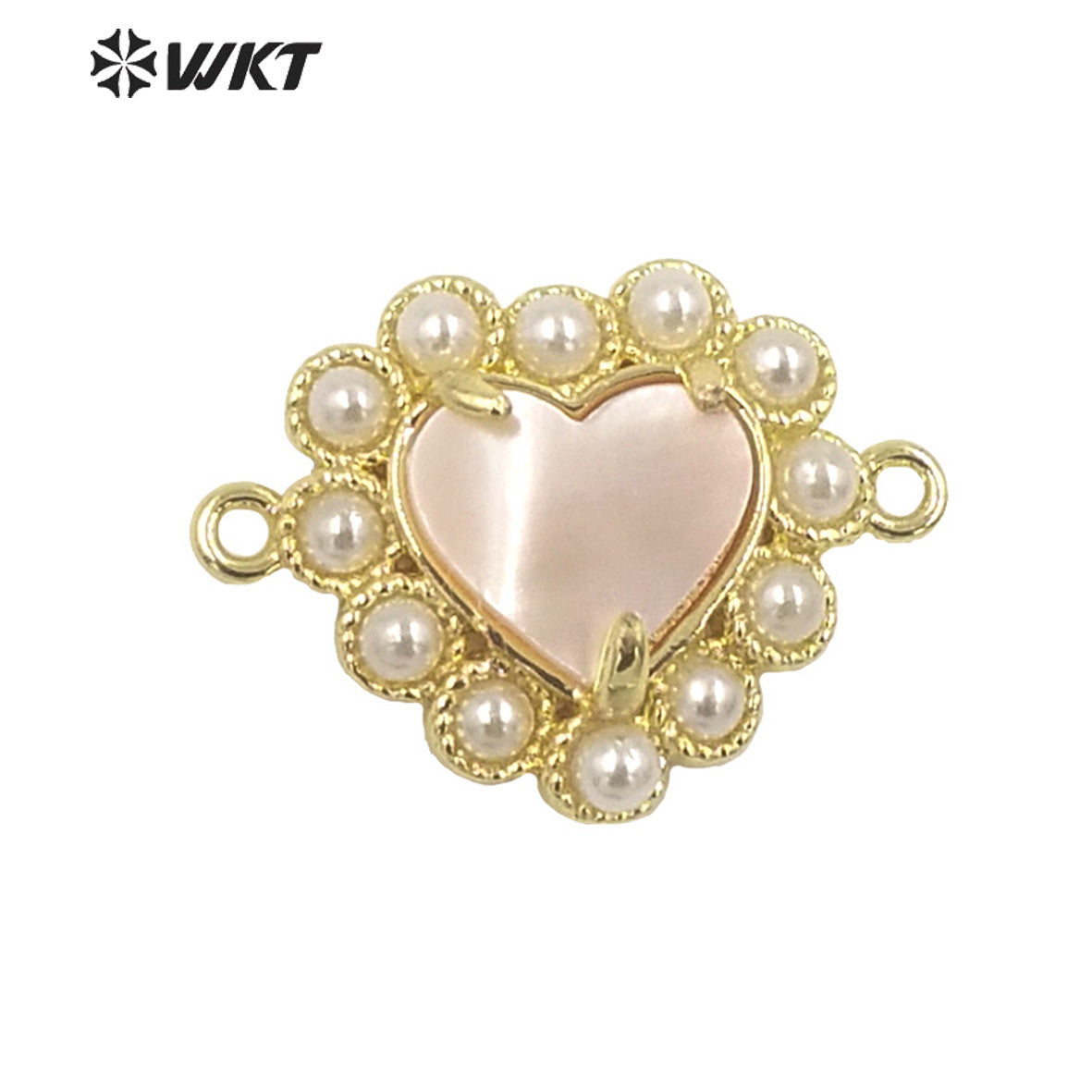 WT-PC007 Charming Lovely Claw Setting Natural Shell Made Heart Jewelry Making Connectors for Women