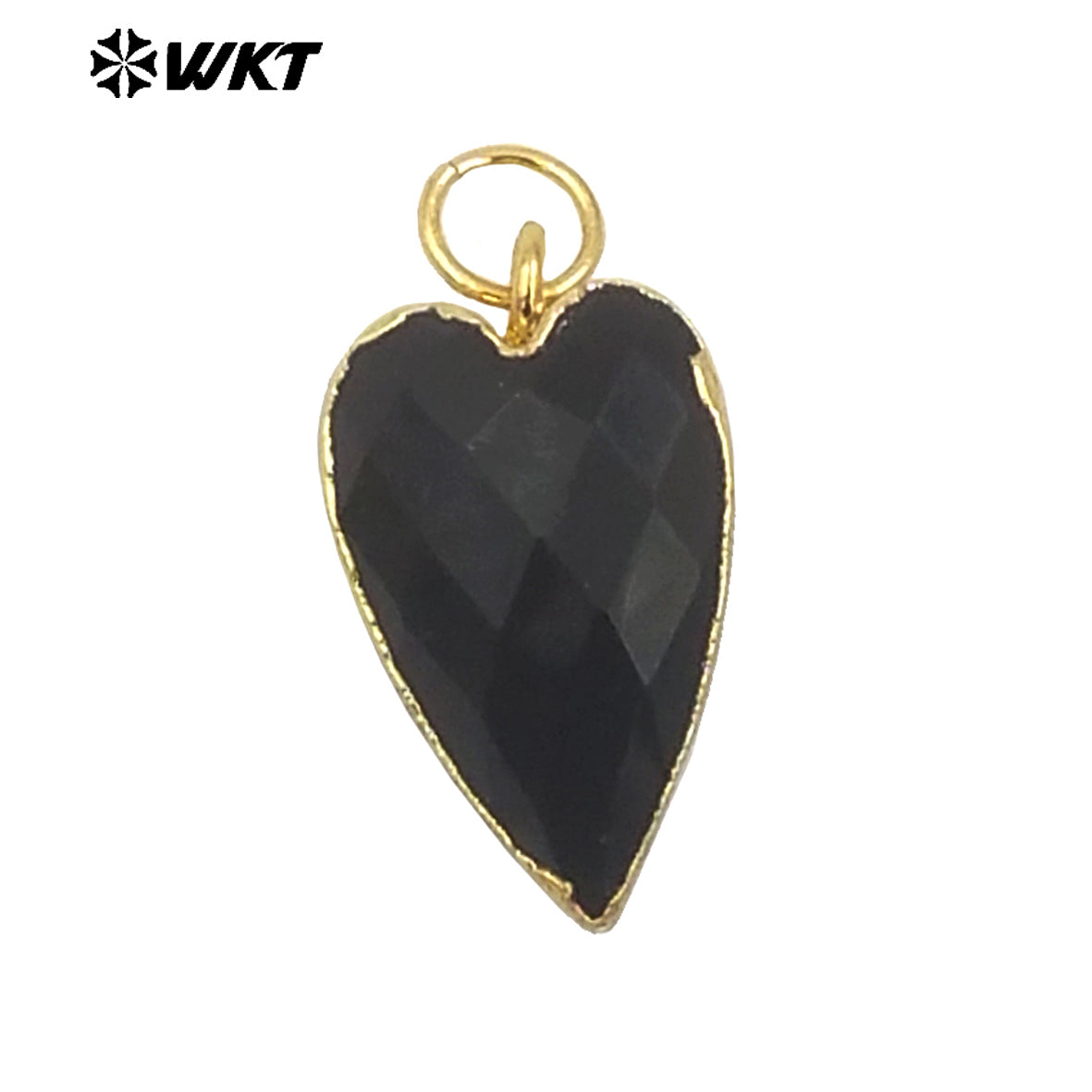 WT-P1965 Wholesale Fashion Gold Plated Long Drop Hand Carved Double Faceted Heart Stone Jewelry Pendants